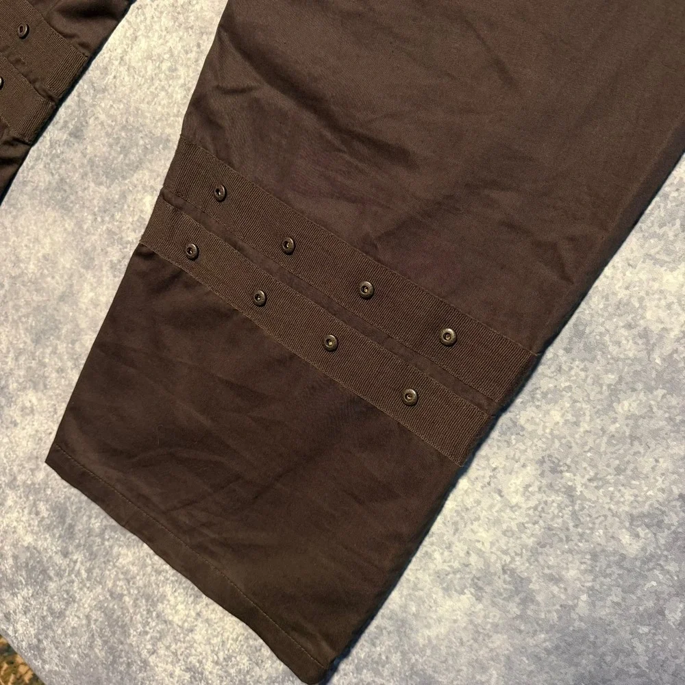 Zara Mens Brown Studded Wide Leg Cargo Pants Size 36 Utility Gorpcore Punk